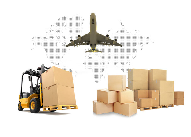achtergrond import en export logistiek en vracht industrie vrachtcontainer  - Foto, afbeelding