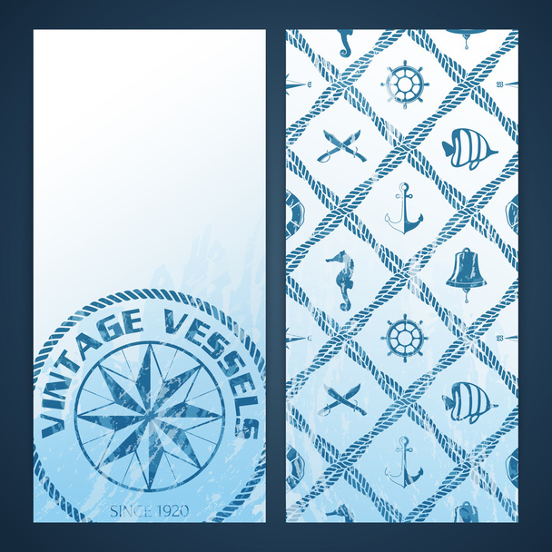 Nautical flayers with seafaring elements - Vector, Image