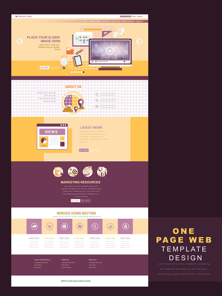 flat design one page website template - Vecteur, image