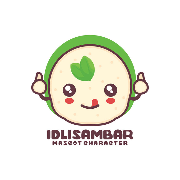 vector idli sambar mascot cartoon, traditional indian food illustration, suitable for, logos, prints, stickers, etc, isolated on a white background. - Vektor, obrázek