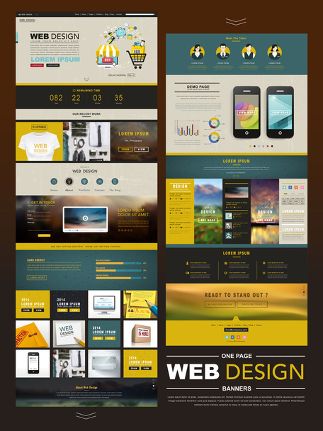 business style one page website design  - Vektor, Bild
