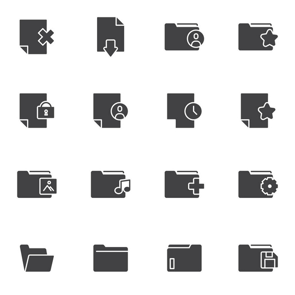 Files and folders vector icons set - Vector, Imagen