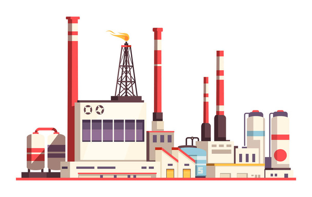Composición de la planta de refinería de petróleo - Vector, Imagen