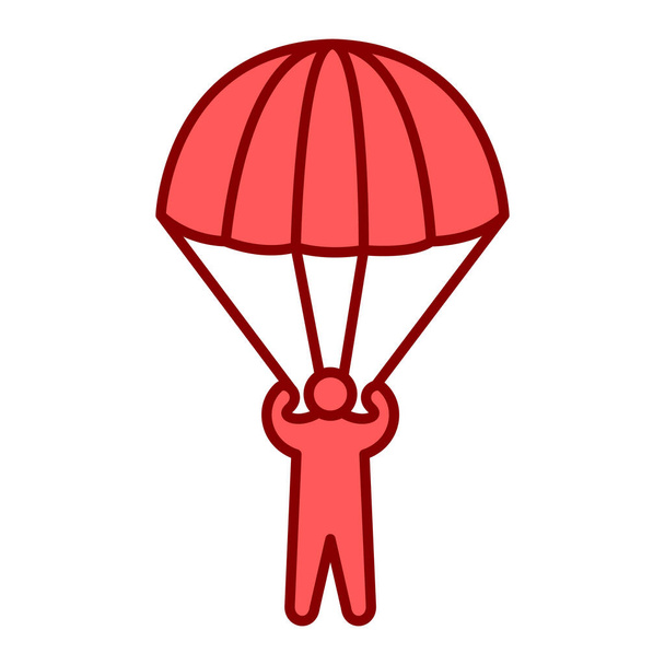 flying parachute with man line style icon design, vector illustration - Vector, Image