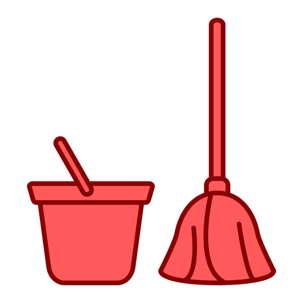 Mop And Bucket Vector Isolated Illustration Stock Illustration