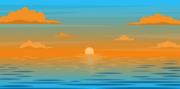 beautiful sunset sky with clouds and sea - Vector, imagen