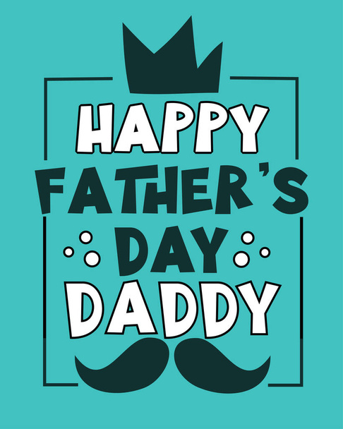 Feliz Dia do Pai Papai - cartão decorativo com coroa e bigode para o Dia do Pai. - Vetor, Imagem