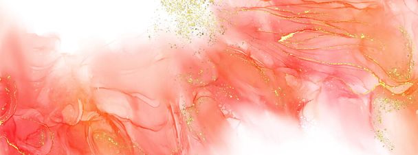 Vector coral banner. Hand drawn abstract paint brush stroke. Wave element. - Vector, Imagen