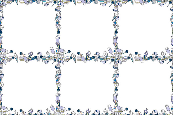 Seamless pattern. Comic style doodle frame consists of white, neutral and black border. Raster. - Foto, immagini