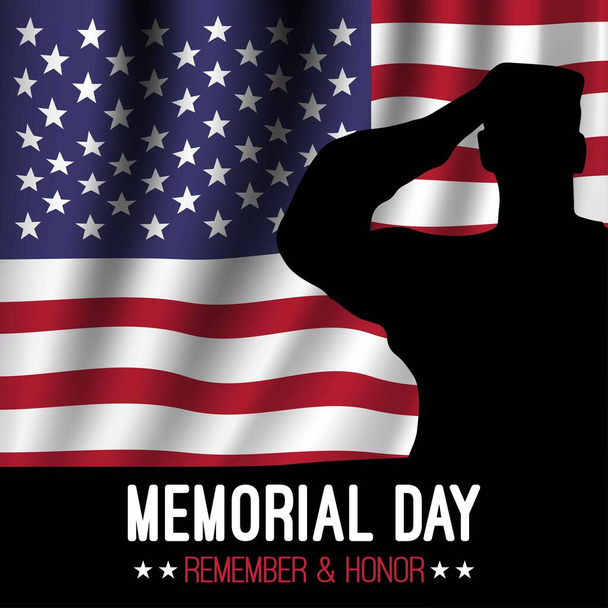 Día de los Caídos. Recuerde y honre con la bandera de EE.UU. y militar - Vector, Imagen