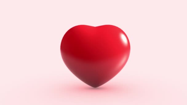 Κόκκινη καρδιά χτυπάει σε ροζ φόντο. Ένα και μοναδικό αντικείμενο. Ημέρα του Αγίου Βαλεντίνου και ιατρική υγεία έννοια. Σύμβολο αγάπης και στοργής. 4K βίντεο κίνησης βίντεο. Απρόσκοπτη θηλιά - Πλάνα, βίντεο