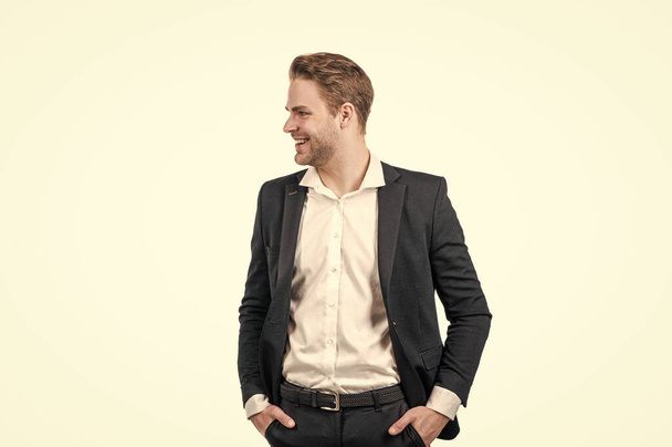 Hes a professional man. Happy man smile in formalwear. Male employee in formal suit - Valokuva, kuva
