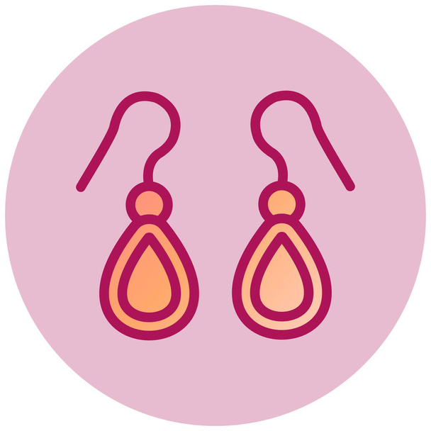 earrings colored flat icon - Vector, Image