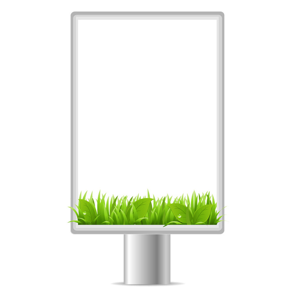 Blank Vertical Billboard With Grass - Vector, Image