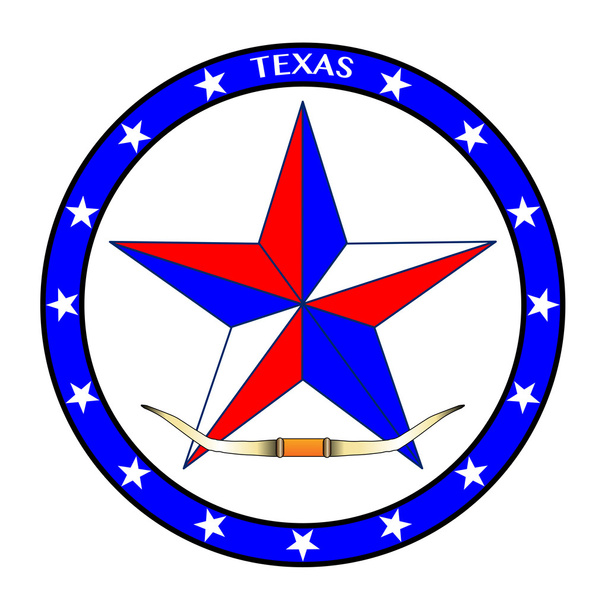 Texas Star en Steer hoorns - Vector, afbeelding