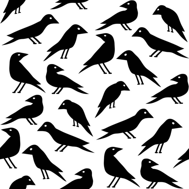 Seamless pattern with black birds - Wektor, obraz