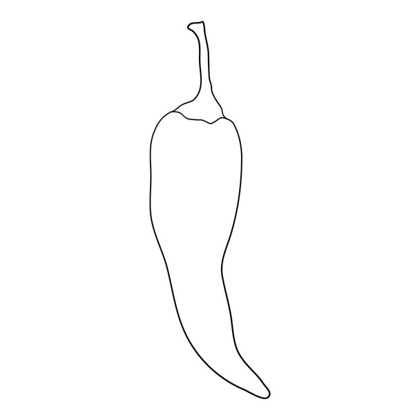 Eco pepper εικονίδιο περίγραμμα, χέρι που διάνυσμα. Κόκκινο καρτούν - Διάνυσμα, εικόνα