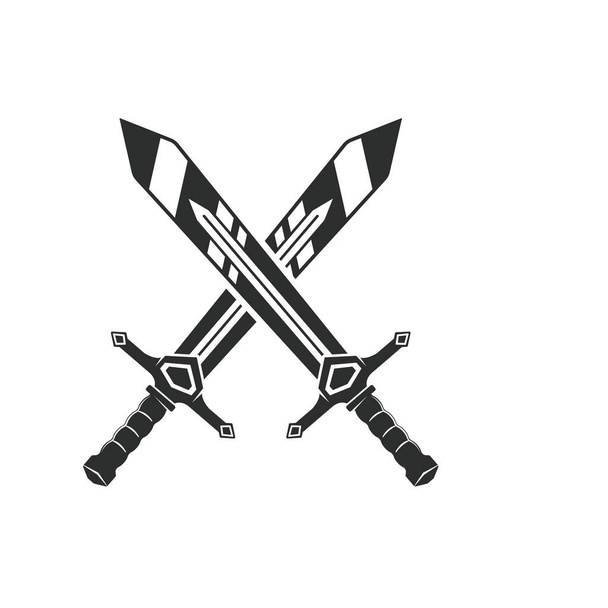 zwart zwaard gekruist pictogram vector concept ontwerp - Vector, afbeelding