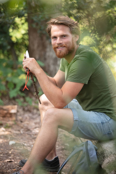 male tourist with beard resting - Photo, Image