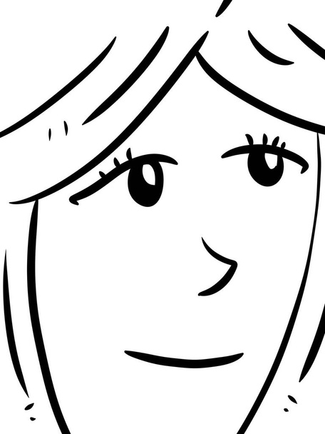 noir et blanc de la femme mignonne visage dessin animé - Photo, image
