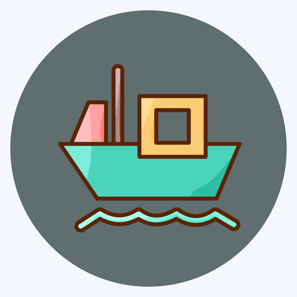Icon Cargo Barge. suitable for education symbol. flat style. simple design editable. design template vector. simple illustration - Vektör, Görsel