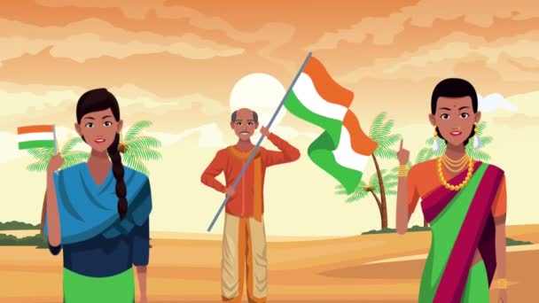 Ημέρα εορτασμού Ινδία με τους ανθρώπους - Πλάνα, βίντεο