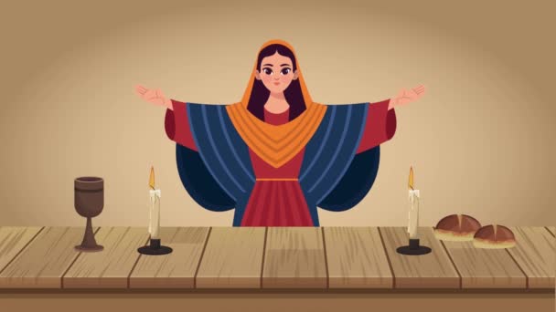 Szűz Mária piros ruhával - Felvétel, videó