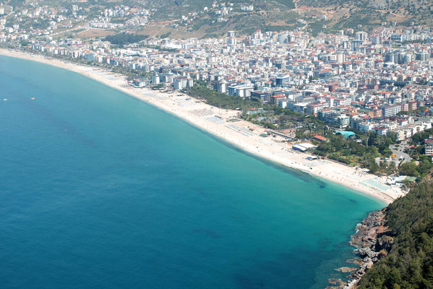 Aerial View from drone on beach in Alanya city. - Φωτογραφία, εικόνα