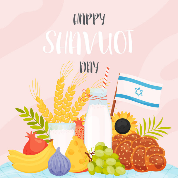 Gelukkige Shavuot dag wenskaart concept. Vertaling uit het Hebreeuws tekst - Happy Shavuot. Vectorillustratie - Vector, afbeelding
