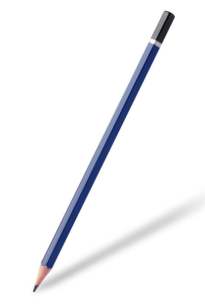 Синій олівець ізольований на білому тлі. канцелярські товари
. - Фото, зображення