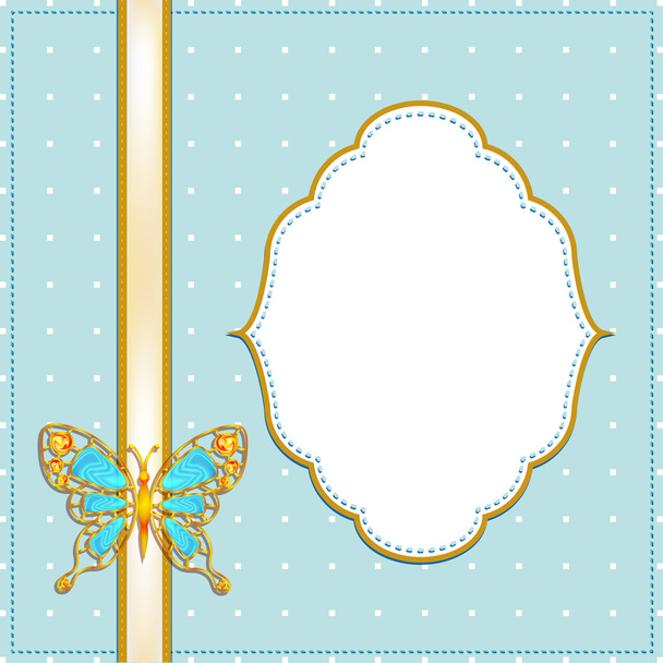 frame with butterfly, blue - Vektor, obrázek