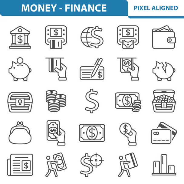 Pénz - Finance Icons - EPS 10 vektor ikon készlet - Vektor, kép