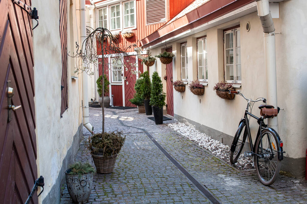 TALLINN, ESTONIA, 13 MAY 2017. Bicycle on the street of Old Town - Photo, Image