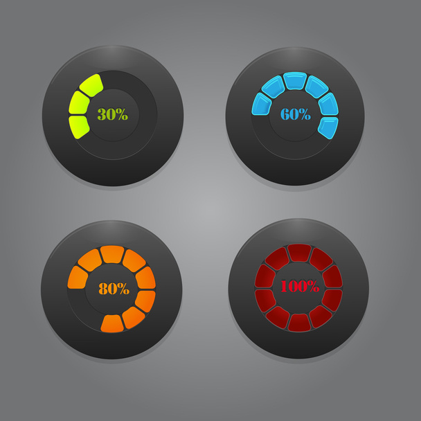 Czarne przyciski z paskami kolorów - Wektor, obraz
