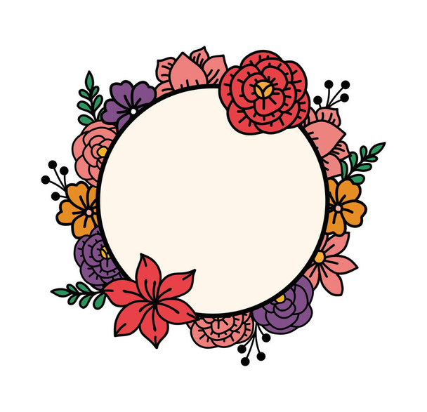 Egyszerű virágkoszorú egyszerű színnel - Vektor, kép