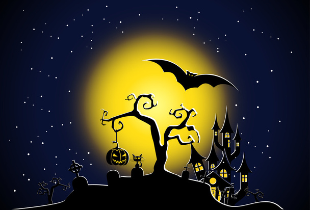 Szene aus der Halloween-Nacht - Vektor, Bild