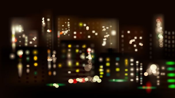 Gece bir şehrin bulanık görüntüsü - Vektör, Görsel
