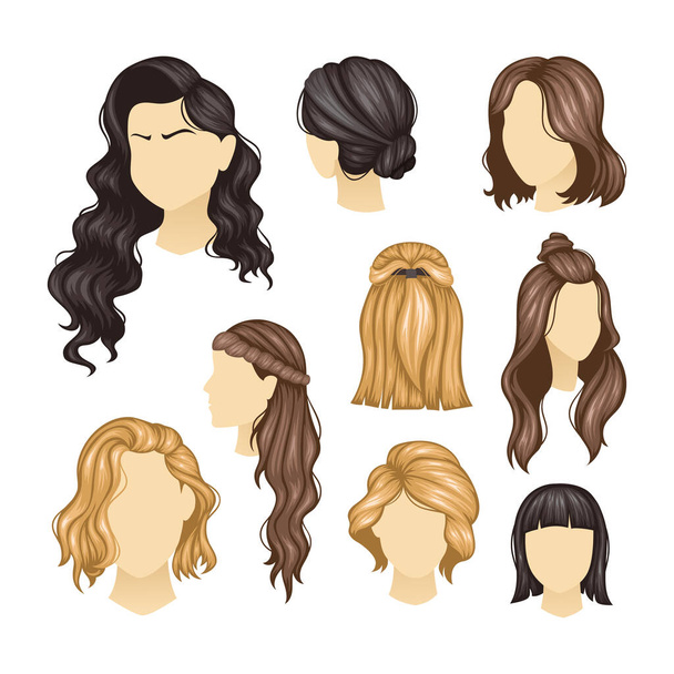 Conjunto de mulheres Variety penteados - Vetor, Imagem