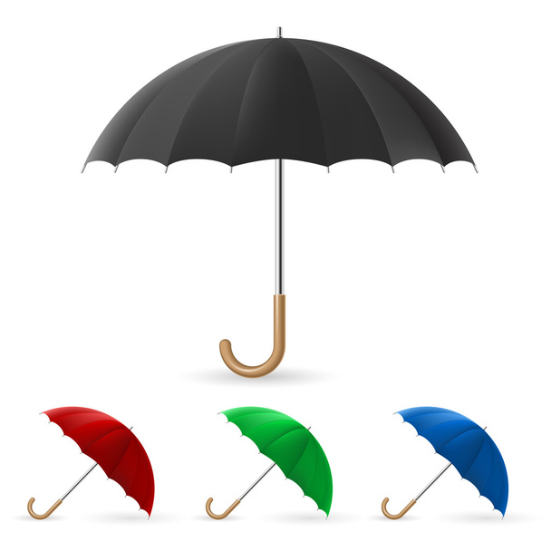 Realistic umbrella in four colors - Vetor, Imagem