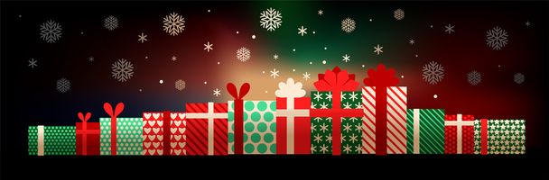 Gift boxes and snowflakes - Vector, Image
