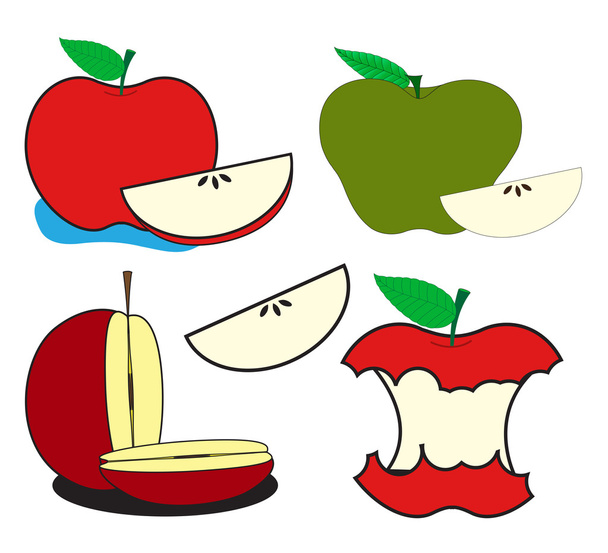 Vector de manzanas y rodajas
 - Vector, imagen