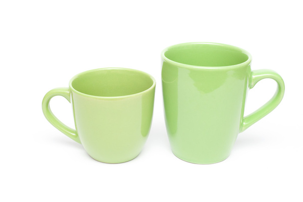 Deux tasses vertes vides blanc
 - Photo, image