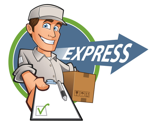 Delivery man with a box in his hands - Vector, Image