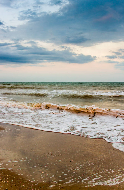 landscape of the sea at cloudy weather, Sea of Azov, Ukraine - Zdjęcie, obraz