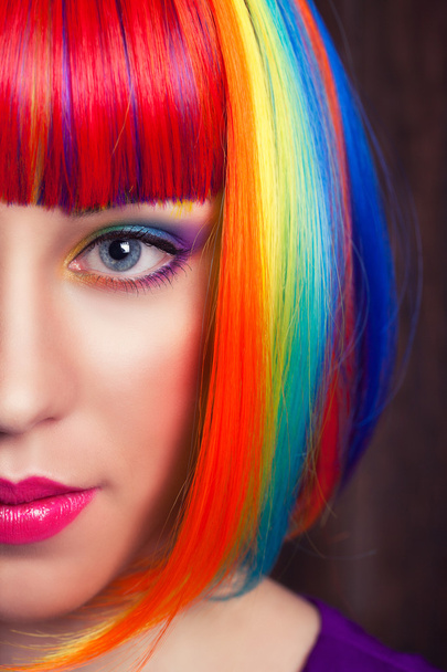 Woman wearing colorful wig - Фото, зображення