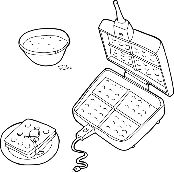 Outlined Waffle Iron - Vector, Image