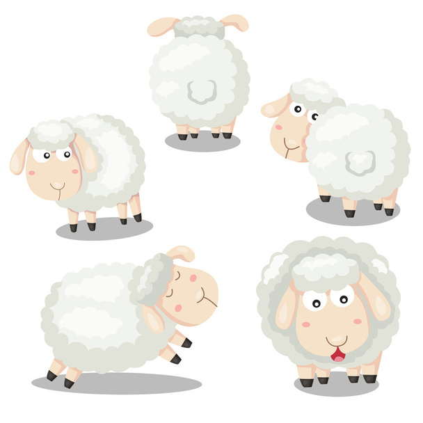 Ilustrador de ovelhas engraçado desenho animado
 - Vetor, Imagem