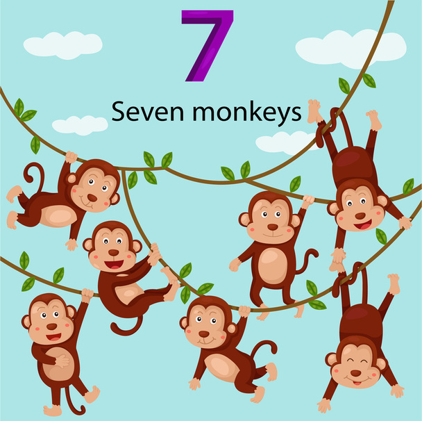 Ilustrador del número siete monos
 - Vector, imagen