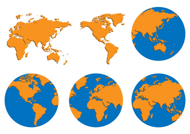 Mapa do mundo e bússola de vertor
 - Vetor, Imagem