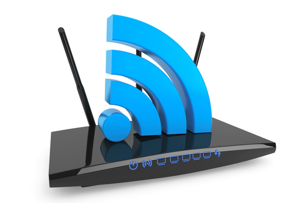 Router WiFi moderno 3d con señal WiFi
 - Foto, Imagen
